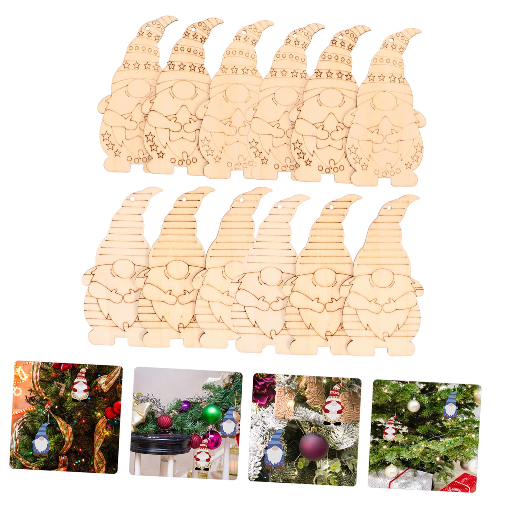 Operitacx 140 Piezas Colgante Enano Adornos Para Arboles De Navidad Colgante De Árbol De Navidad Rebanadas es De Adorno Del Árbol De o Navideño Khaki Madera
