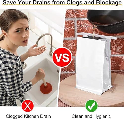 Miniatura 5 de 50 bolsas desechables de almacenamiento de grasa de tocino, bolsas de contenedores de grasa para líquidos calientes, aceites para almacenamiento de