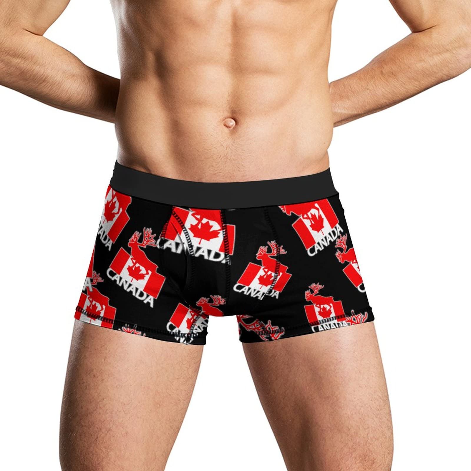 FJQWKLF Canada Moose Flag Men's Underwear Boxer Briefs Stretch Short Trunk Underpants
