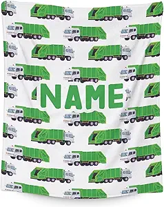 Mercuryelf Custom Garbage Truck Blanket Gift - 30x40 Inches Modern Throw Blankets for Kids - White Soft, Fuzzy & Warm Throws for Lap, Crib