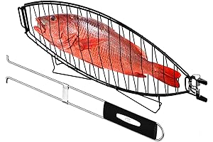 Premium Stainless Steel Fish Grill Basket for Whole Fish