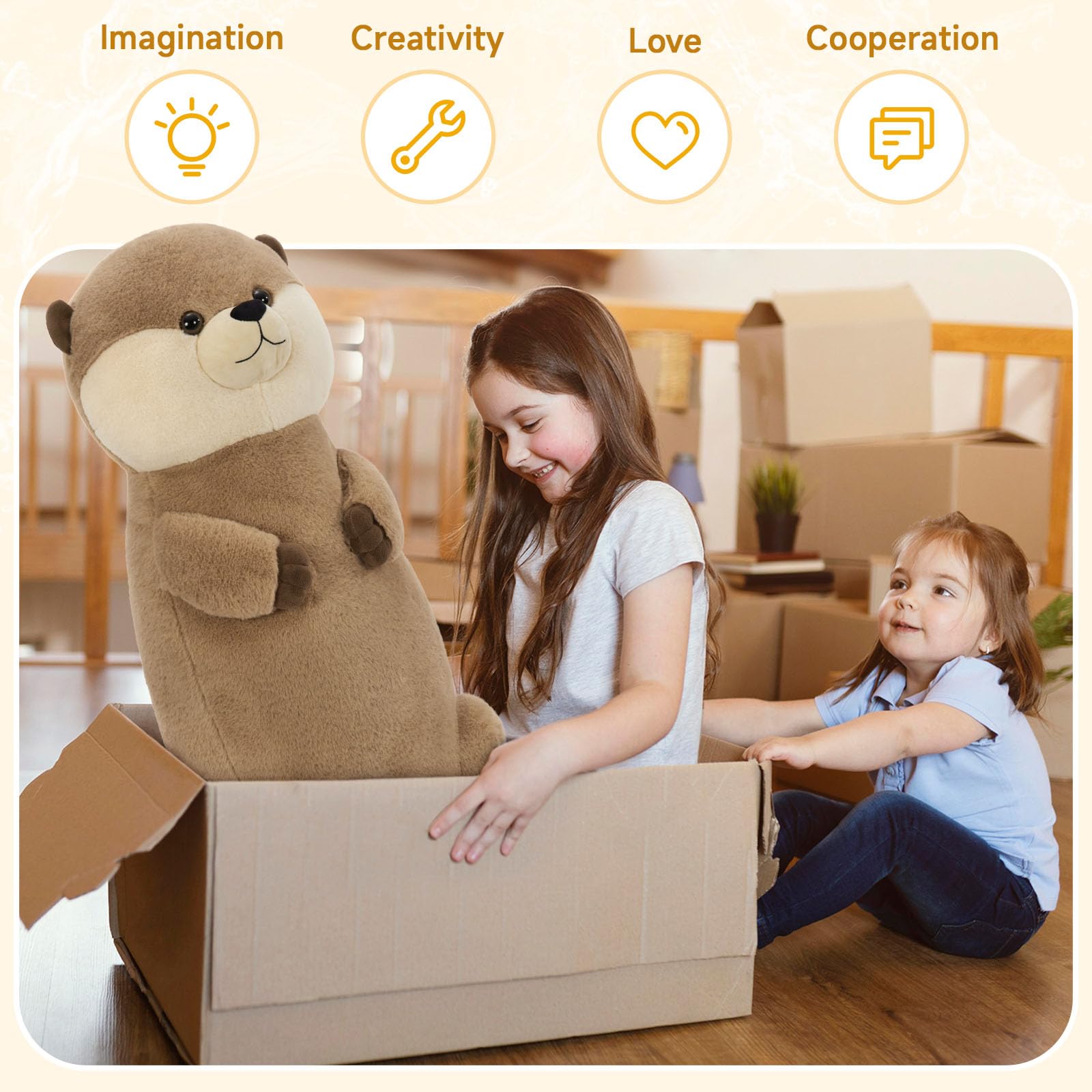 KERTA 39 inch Giant Otter Stuffed Animal, 3ft Long Otter Plush Body Pillow for Sleeping, Hugging Soft Stuffed Ocean Otter Plush Birthday Party Gift for Kids Girlfriend 4