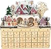 2024 Christmas Wooden Refillable Advent Calendar House with 24 Drawers, LED Lighted DIY Countdown to Christmas Calendar for Holiday Decoration,Christmas Gift for Children