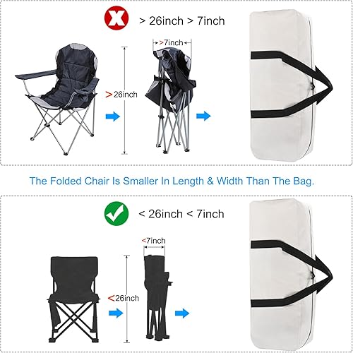 Miniatura 6 de PATIKIL Bolsa de repuesto para silla de campamento de 26 pulgadas, bolsa de lona plegable de gran tamaño con cremallera, bolsa de lona plegable para