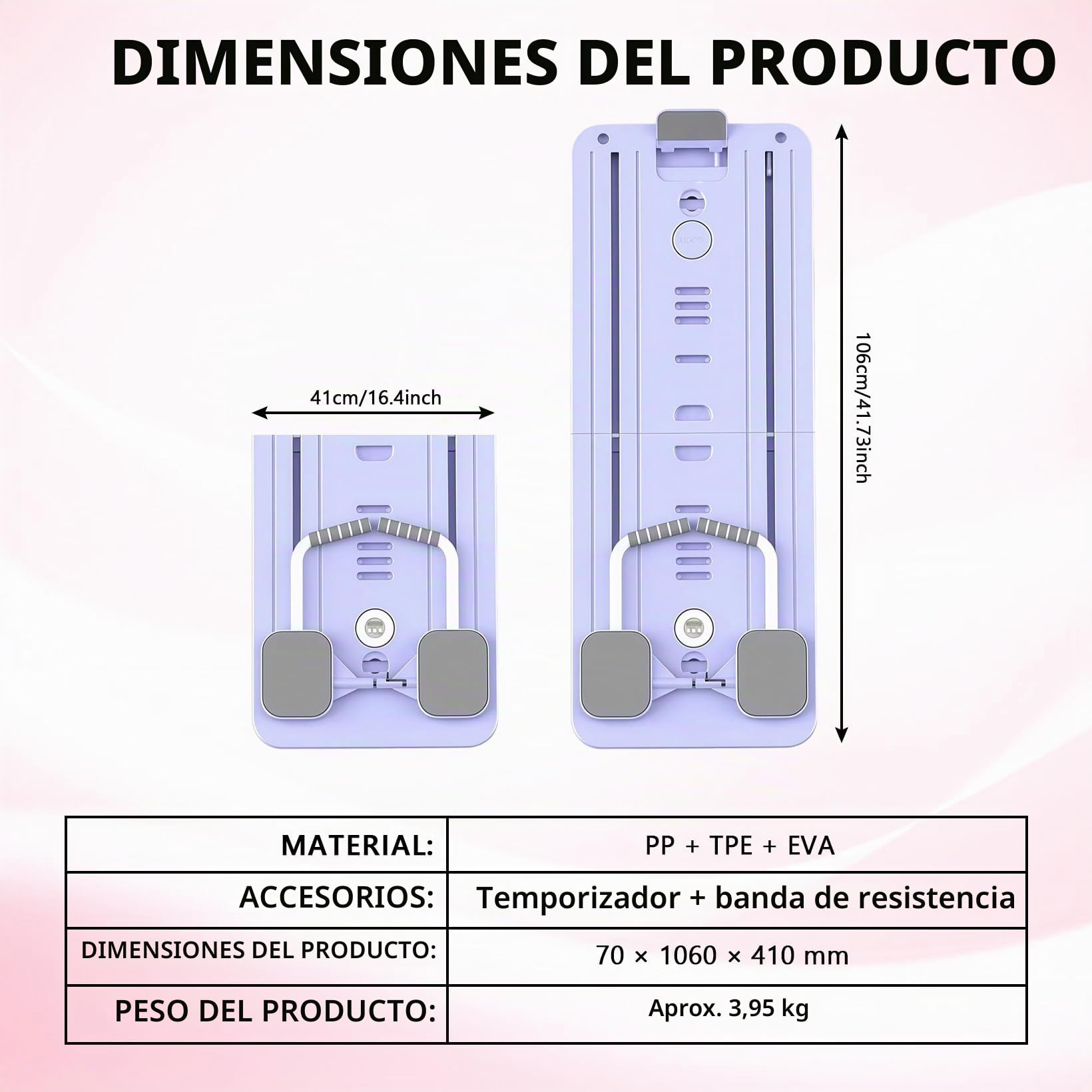 Tabla Pilates Tabla Reformer Plegable para Diferentes estaturas