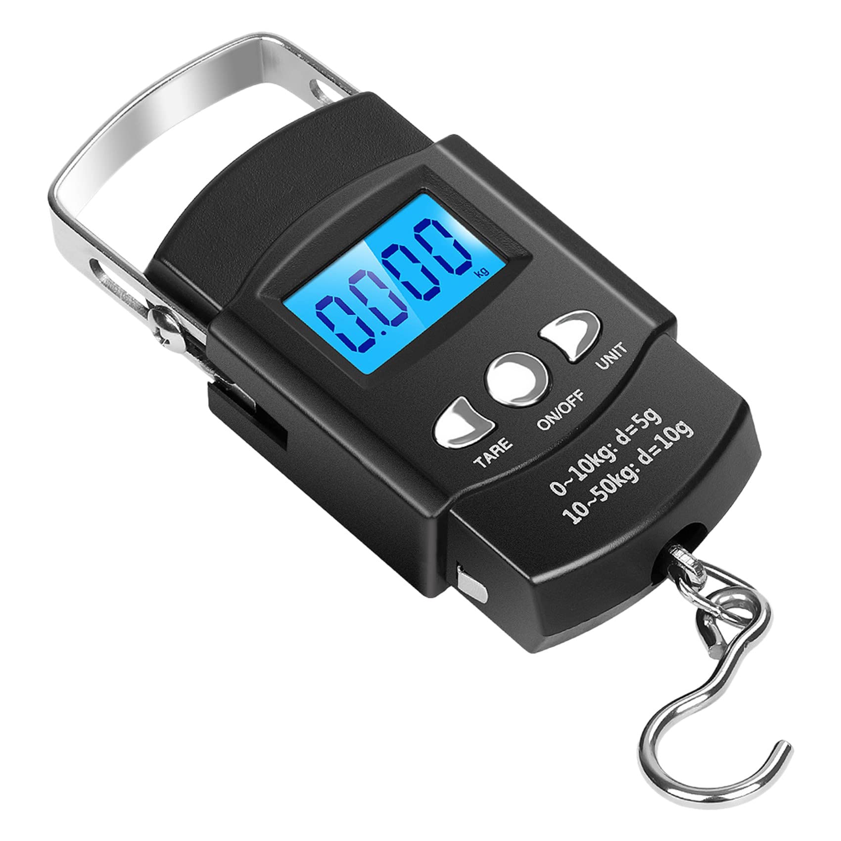 Littimoon 50Kg x 0.01Kg Electronic Digital Handing Mini Pocket Scale 10G Portable Luggage Travel Fishing Scale Kitchen Hook Balance Weighing