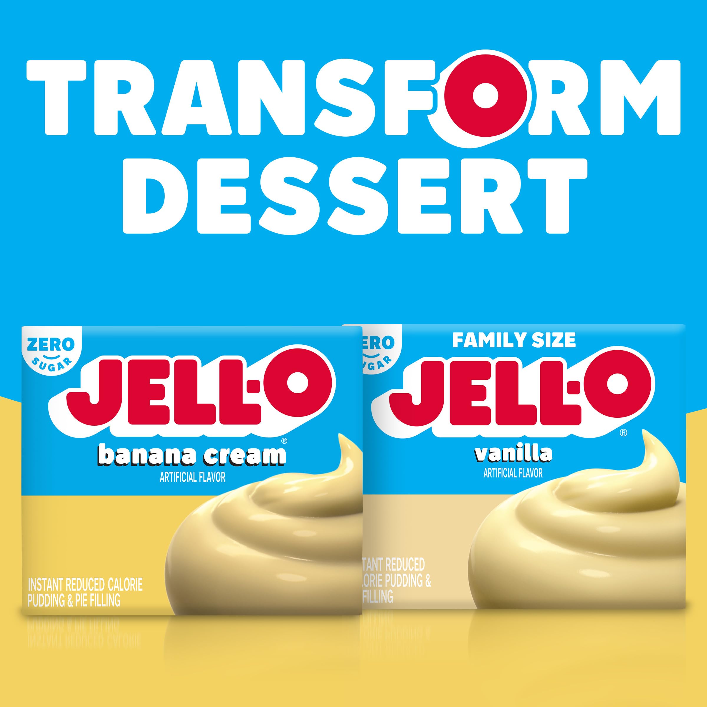Jell-O Banana Cream Zero Sugar Instant Reduced Calorie Pudding Pie Filling Mix 0 9 oz Box — view 8