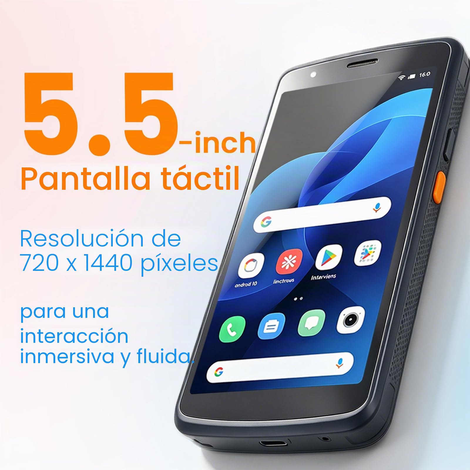 Kayoote S4 Escáner de Código de Barras Android 10, PDA Computadora Móvil Pantalla Completa 5.5", Android PDA 4+64GB, Motor 6603, Terminal de Datos Portátil, Nano SIM, Escáner 1D/2D/QR, Inventario
