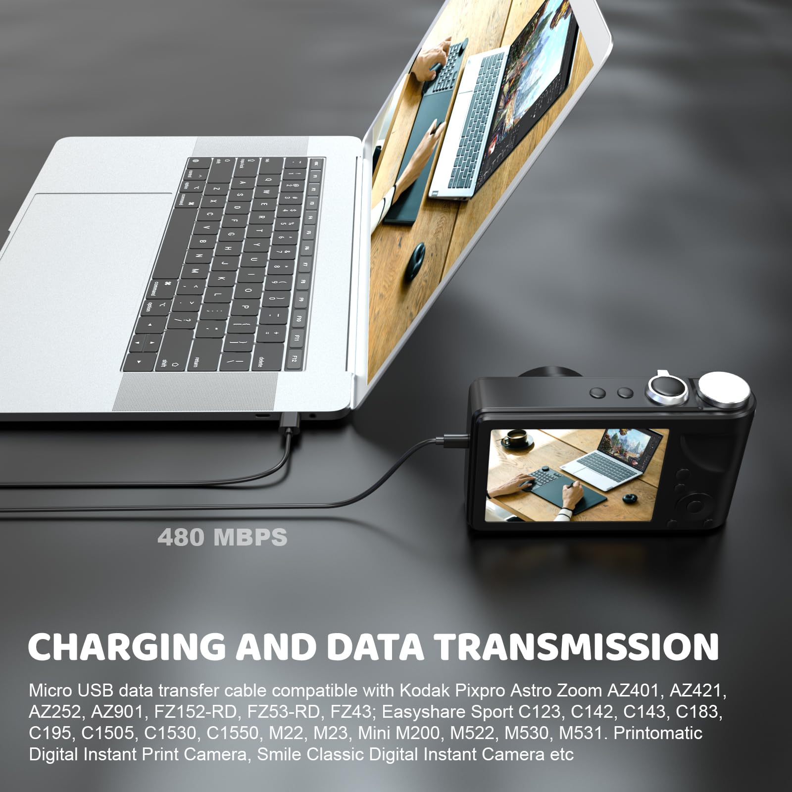 Vhbw Cavo Dati USB Da USB Standard Tipo A Alla Fotocamera Compatibile Con Kodak Easyshare M215 C195 M23 M522 C183 Fotocamera Camcorder 30 Cm 86758693 - Foto 5