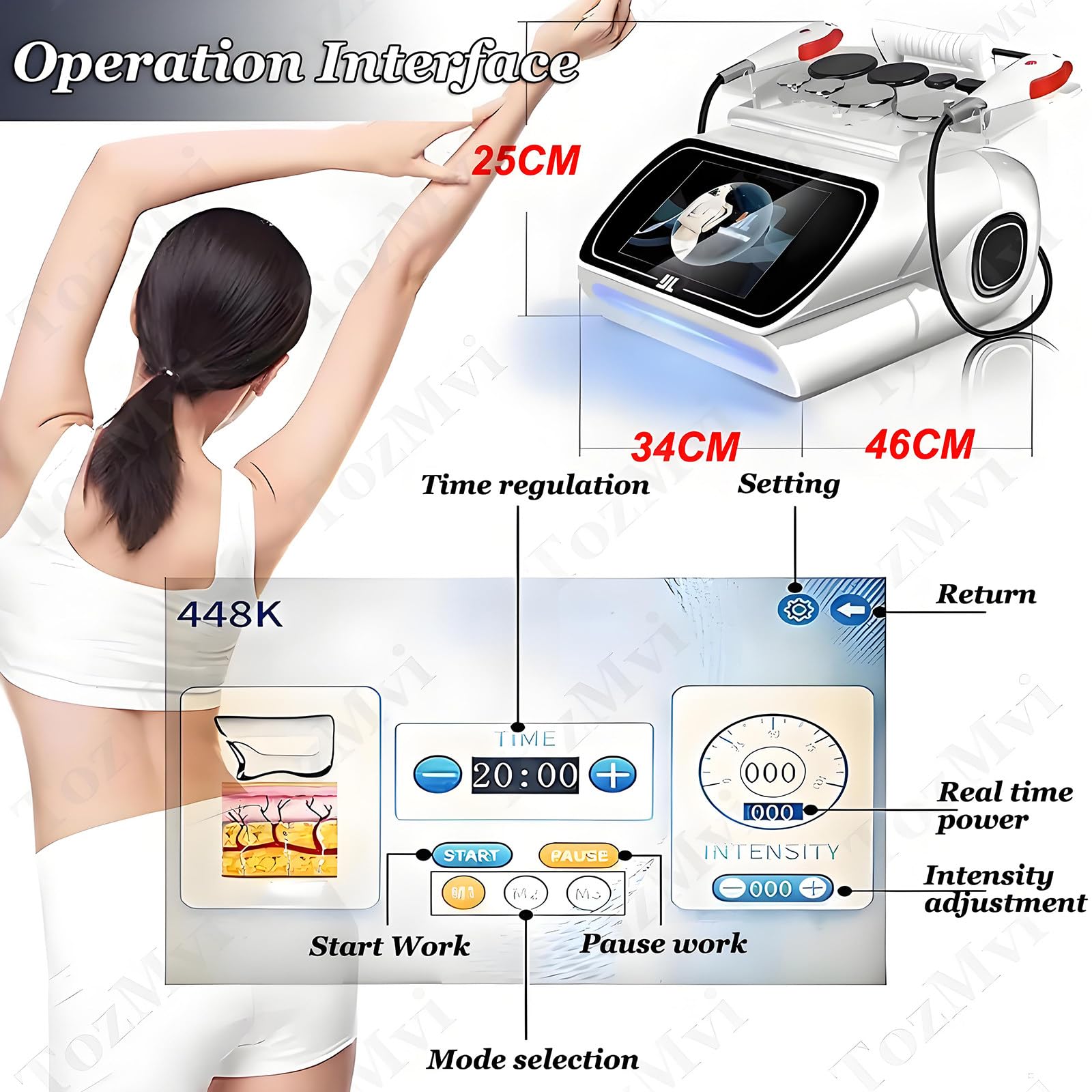 Apparecchiature per Fisioterapia E Spa con Terapia Tecar, Dispositivo per La Rimozione del Grasso, Macchina per La Bellezza con Terapia Tecar a 448 Khz, Macchina per La Cura della Pelle