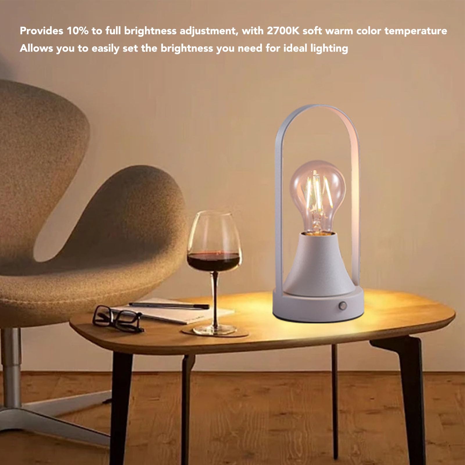Lampada da comodino touch da scrivania Lampada da comodino ricaricabile Lampada da notte calda dimmerabile con lampadina a LED alimentata a batteria per la casa