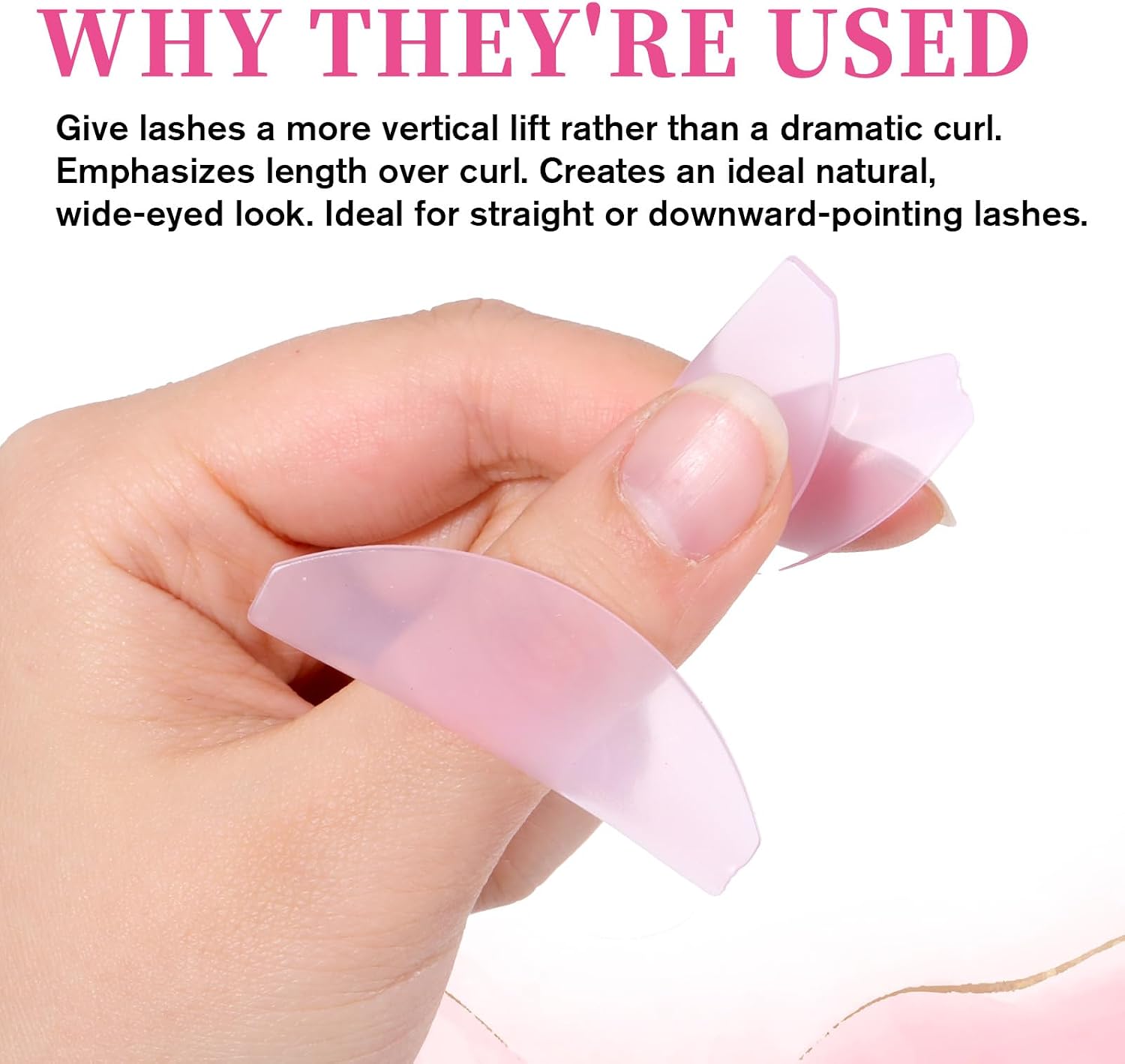 8Pcs Lash Lift Shields Flat, 1mm Thin Korean Lash Lift Pads for Eyelash Straightening and Lifting Super Sticky Glueless Reusable Silicone Lashes Rods for Eyelash Perm Lamination Salon Use(Rose)