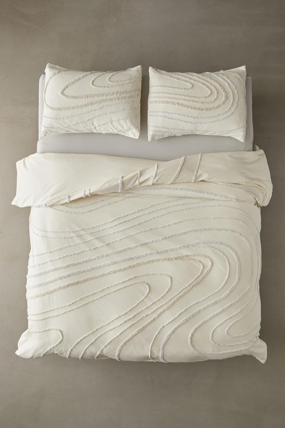 Boho Tufted Duvet Cover Set - 3 Piece Cotton Bedding Set, Soft Embroidered & Jacquard Comforter Covers with Pillowcases, Queen/King Sizes, Shabby Chic Farmhouse, Soft & Breathable (King, 90" x 104")