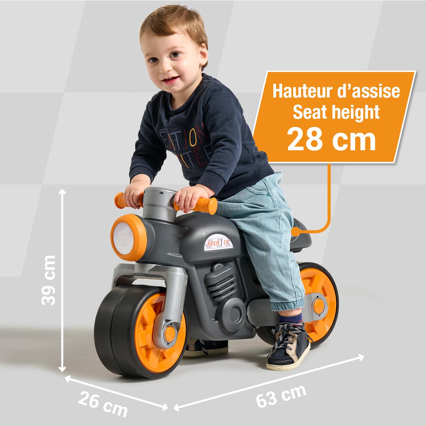 Falk Laufrad Motorrad ab 1 Jahr I Kinder Laufrad & Motorrad Spielzeug mit Hupe & leisen Rädern I Robustes Kinderfahrzeug aus recyceltem Kunststoff I Geschenk zum 1. Geburtstag