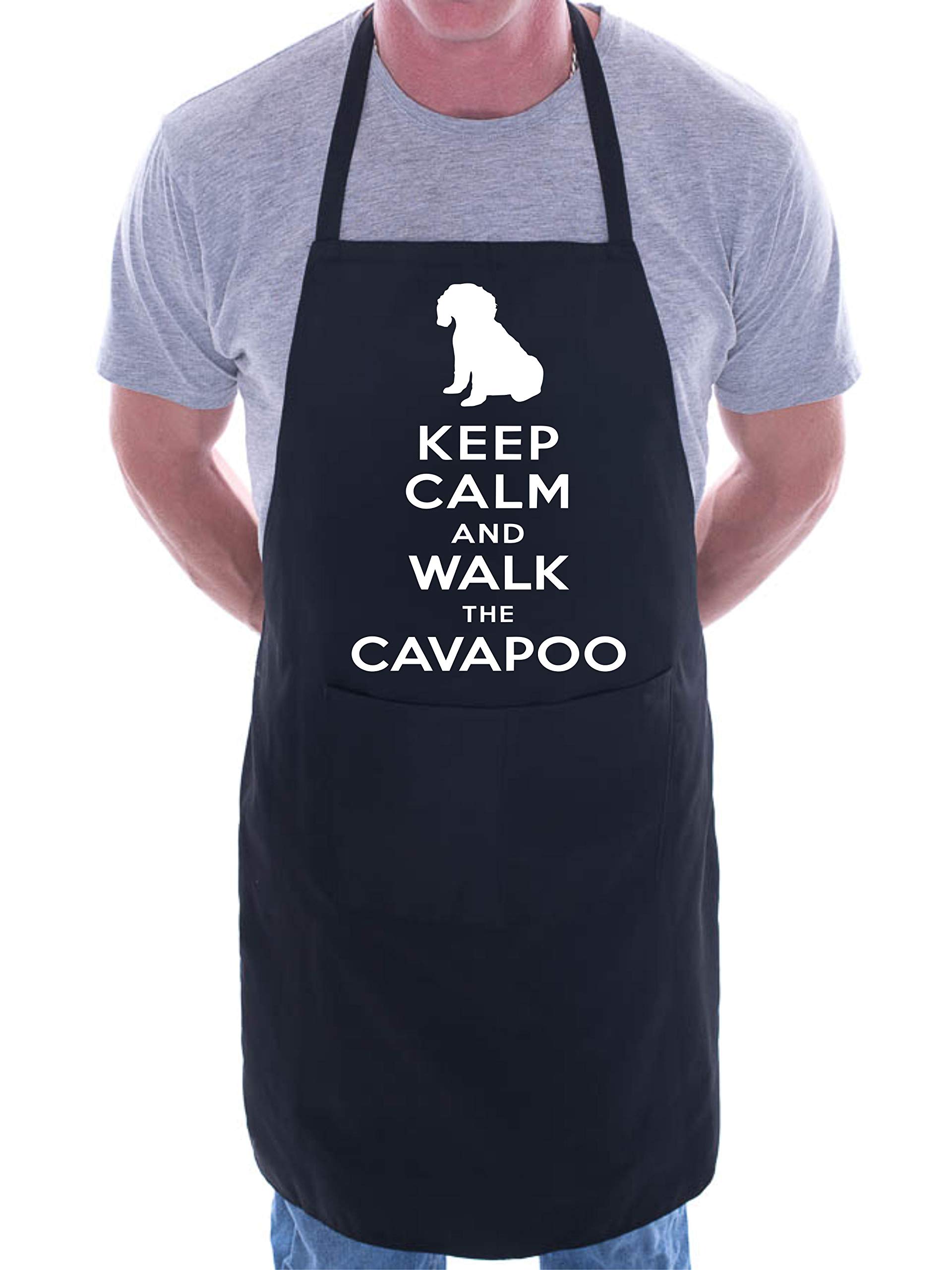 Print4u Men's Black Apron Bbq Novelty Cooking Keep Calm And Walk Cavapoo Dog