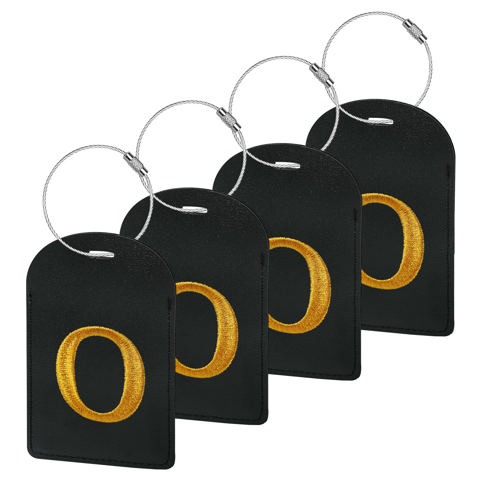 Gloppie 4 Pack Initial Luggage Tags TSA Approved Embroidered Monogrammed Letter Luggage Tag for Suitcases O