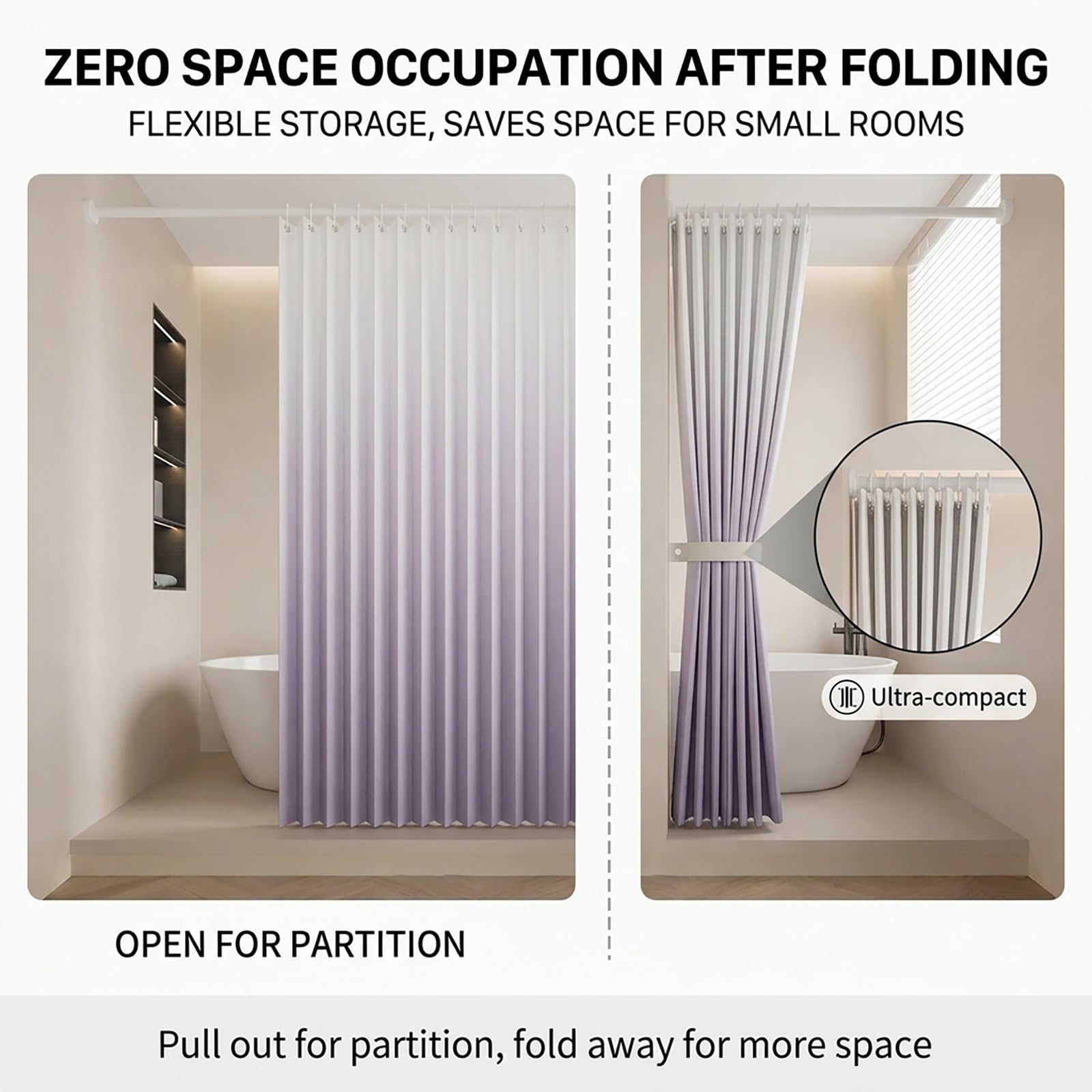 Rideau d'intimité pliable, rideau de porte plissé magnétique avec tringles de tension pour porte, chambre à coucher, salon