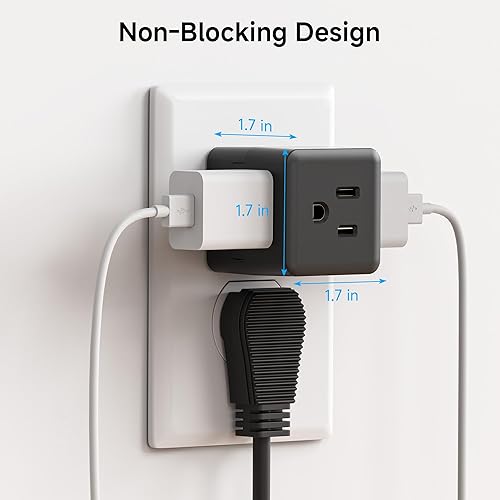 Miniatura 5 de Cable Matters - Paquete de 3 adaptadores de pared de 3 tomas de corriente (enchufe de cubo a tierra, divisor de toma, adaptador de enchufe de 3