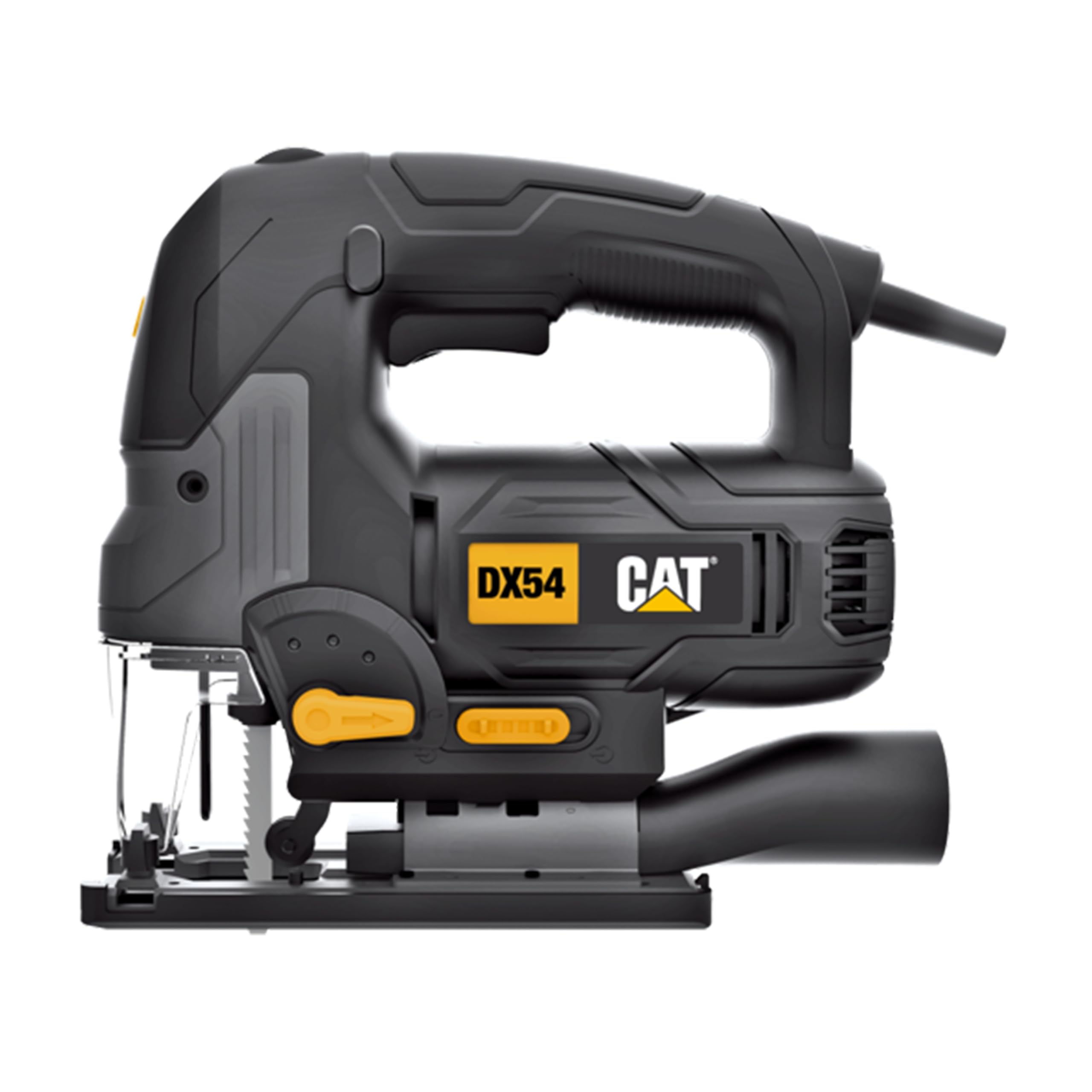 CAT DX54 wyrzynarka 750 W, skok 20 mm, 800-3000 obr./min, aluminiowa płyta podstawowa, system szybkiej wymiany SDS, nachylenie ± 45°, światło LED, funkcja dmuchawy