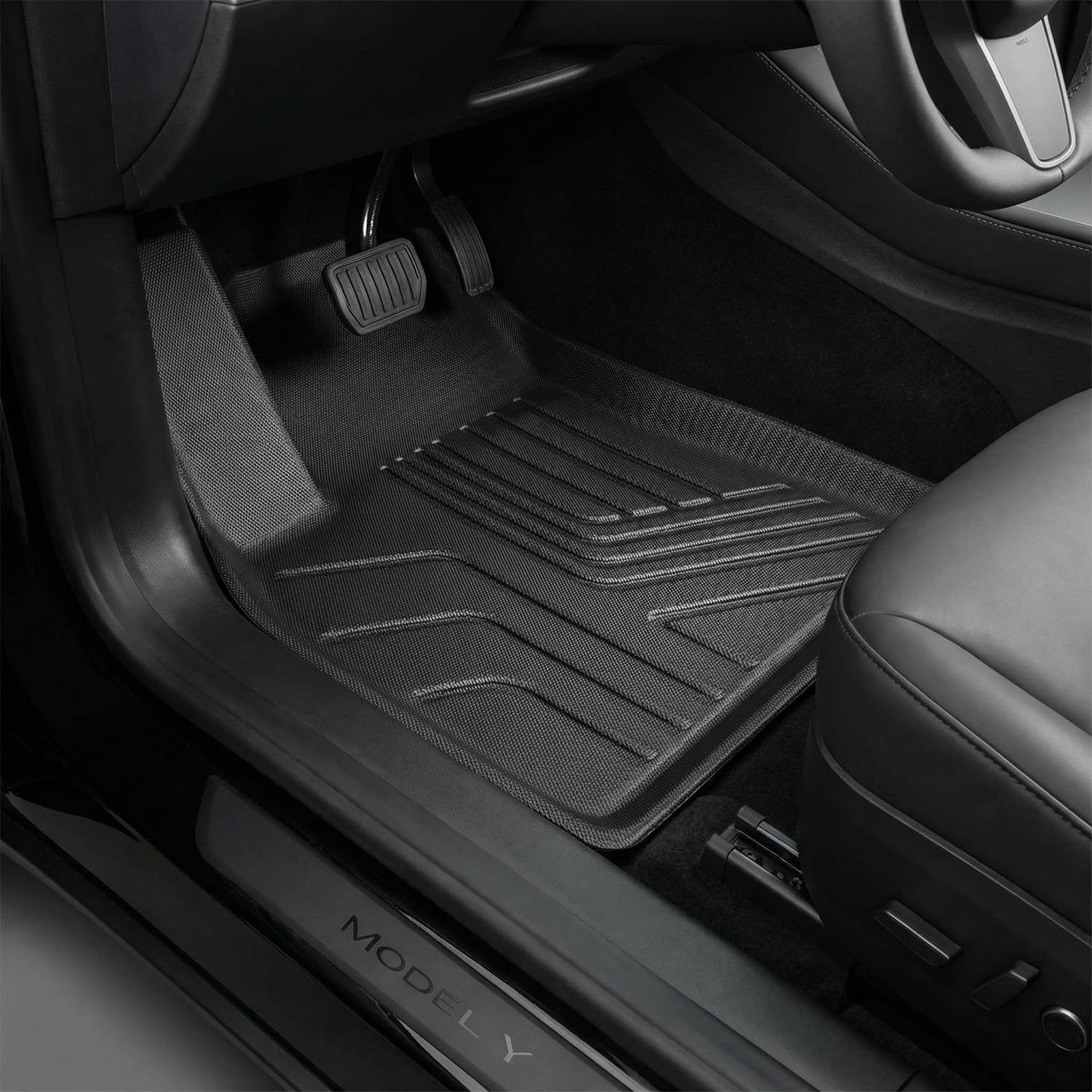 OEDRO Floor Mats Fits for Tesla Model Y 5-Seater 2024-2020 Custom Fit All Weather TPE Automotive Interior Cargo Liners Trunk Mats Accessories for Model Y (NOT for Model Y Juniper) 6 Pcs Mats Set