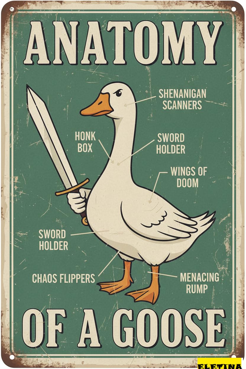 Goose Anatomy Knowledge Tin Sign, 12x8 Inch