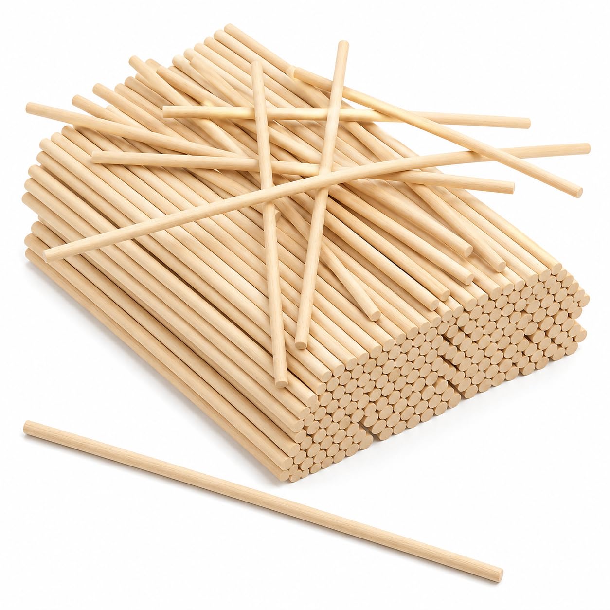 Lobaake Wood Colour 200 Pcs Wooden Dowel Rods, Round Wood Craft Sticks Bamboo Sticks 30Cm X 3Mm