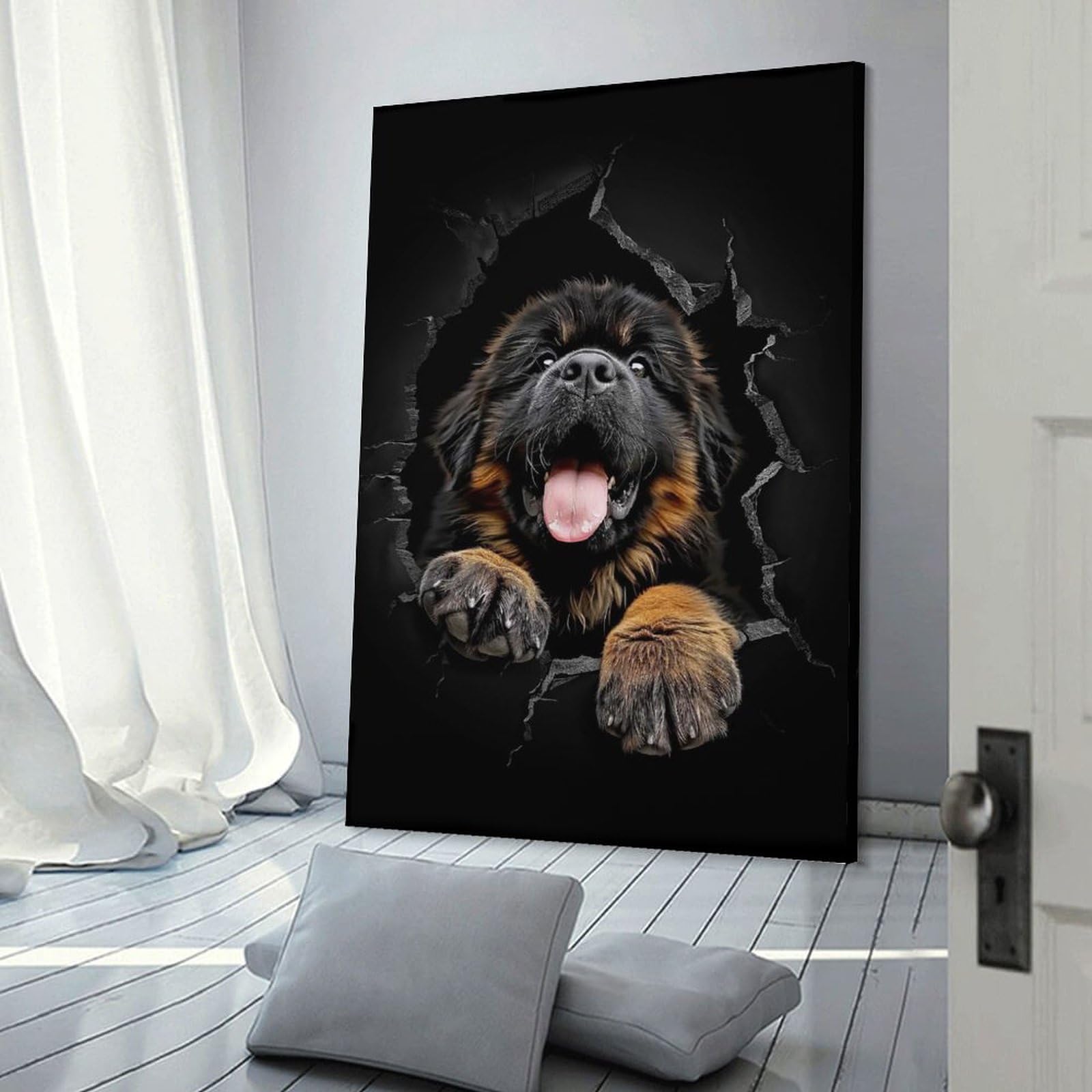 Junmoney Frame-Style-18 Decorative Wall Artwork Tibetan Mastiff, 24X36inch(60X90cm), For Calm Bedrooms, Home Corners Or Flats, An Easy Wall Refresh For Bedrooms