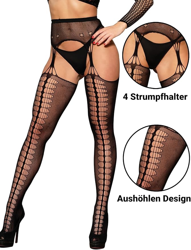 Calze A Rete Donna Ohyeahlady - Autoreggenti In Pizzo, Taglie Forti, Con Silicone Antiscivolo, Extra Comfort - Foto 10