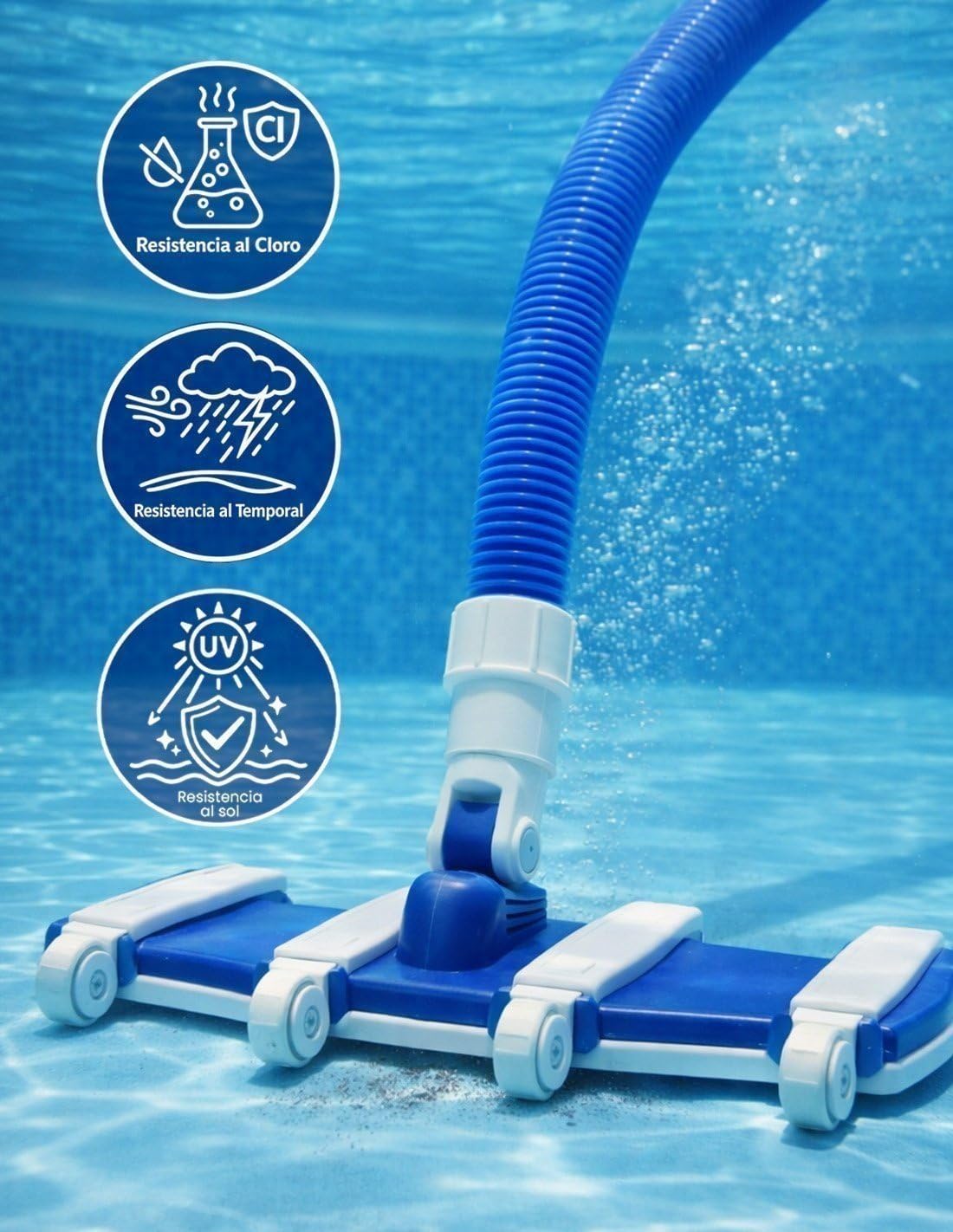 JARDIN202 - Manguera Flotante para Piscina Limpiafondos, 2 terminales de 38 mm de diametro – Flexible - Largo de 8m, 10m, 12m, 15m y 30m | 8m