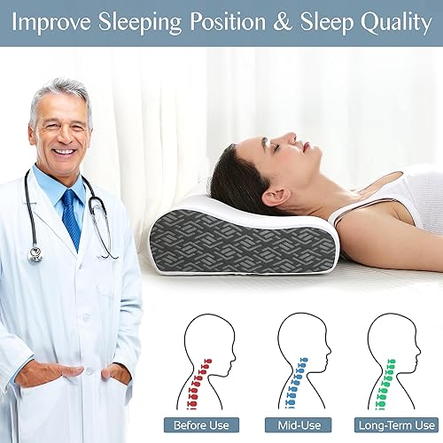 Miniatura 8 de Almohadas de espuma viscoelástica para aliviar el dolor de cuello, almohada refrescante para dormir, almohada ergonómica de apoyo cervical con funda