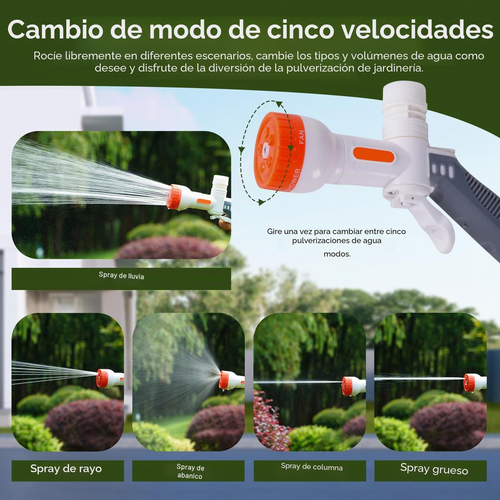 Limpiador portátil para exteriores con depósito de agua de 12 litros, limpiador de alta presión portátil inalámbrico con 5 modos de pulverización, pulverizador eléctrico multifunción a presión para