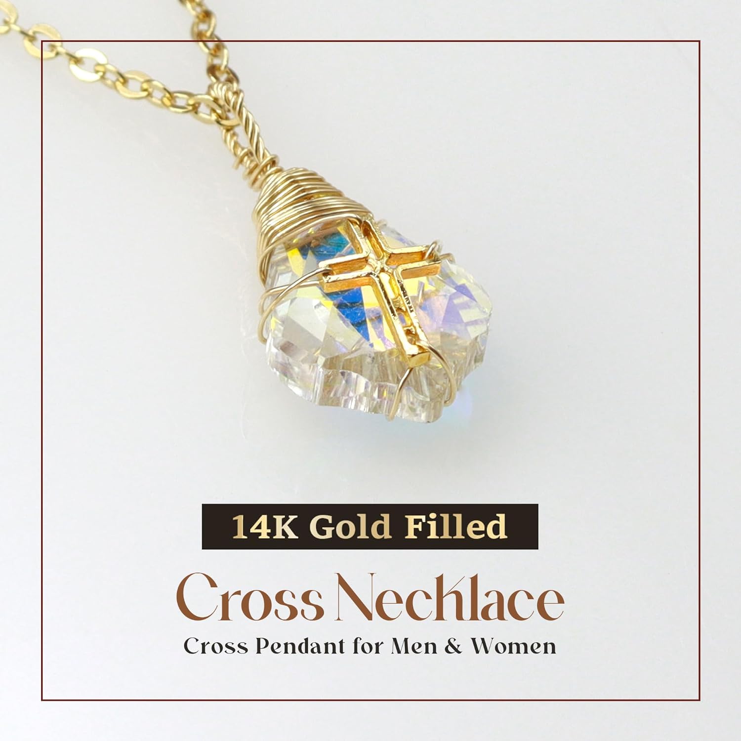 Christian Cross Necklace for Women and Men - 14K Gold Filled Christian Cross Necklace - Holy land necklace - Image 3