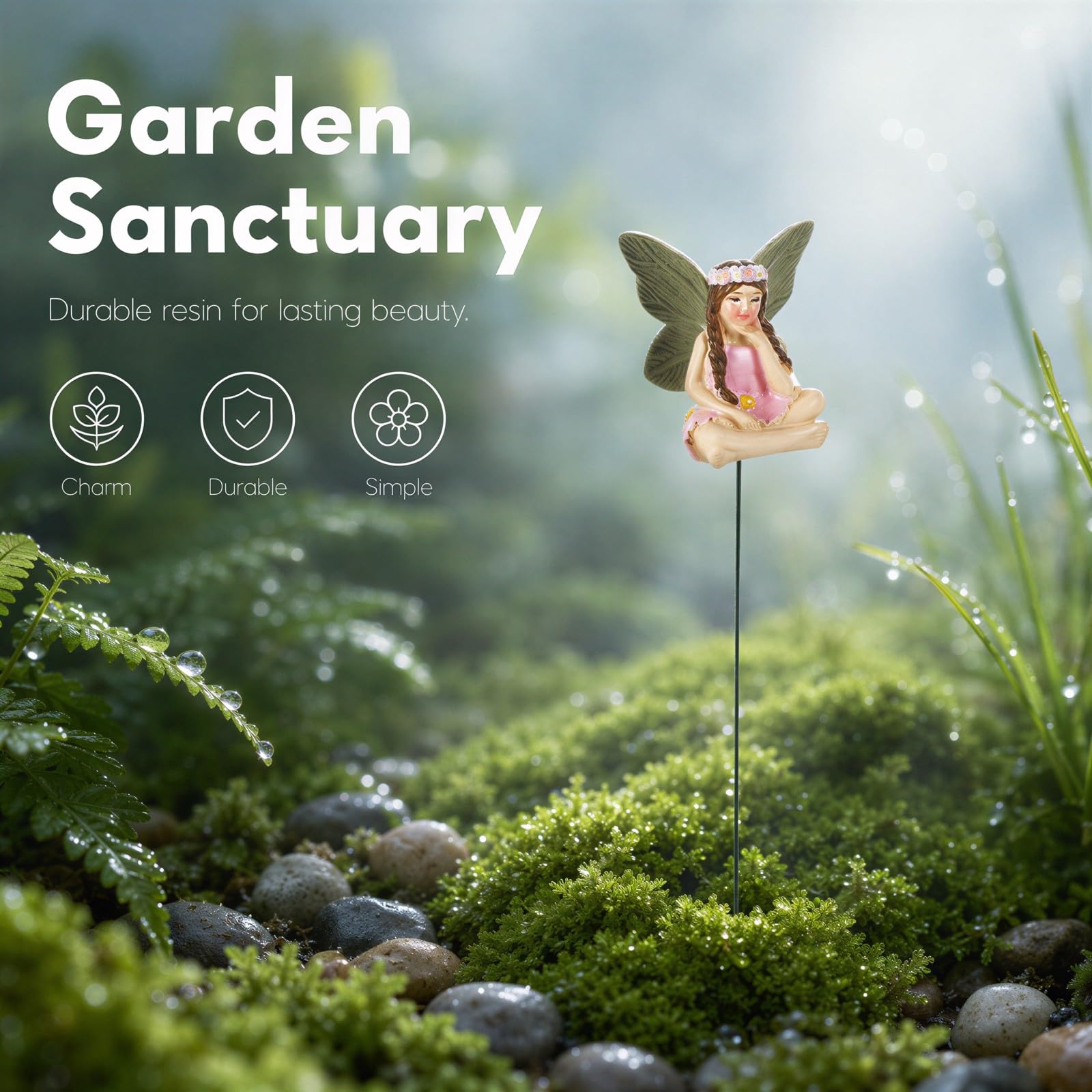 6 STK. Miniatur-Feengarten-Zubehör, Feenstatuen aus Harz mit Flügeln und farbenfrohen Kleidern, einfache Platzierung als Deko für Topf, für Innen- und Außenbereich