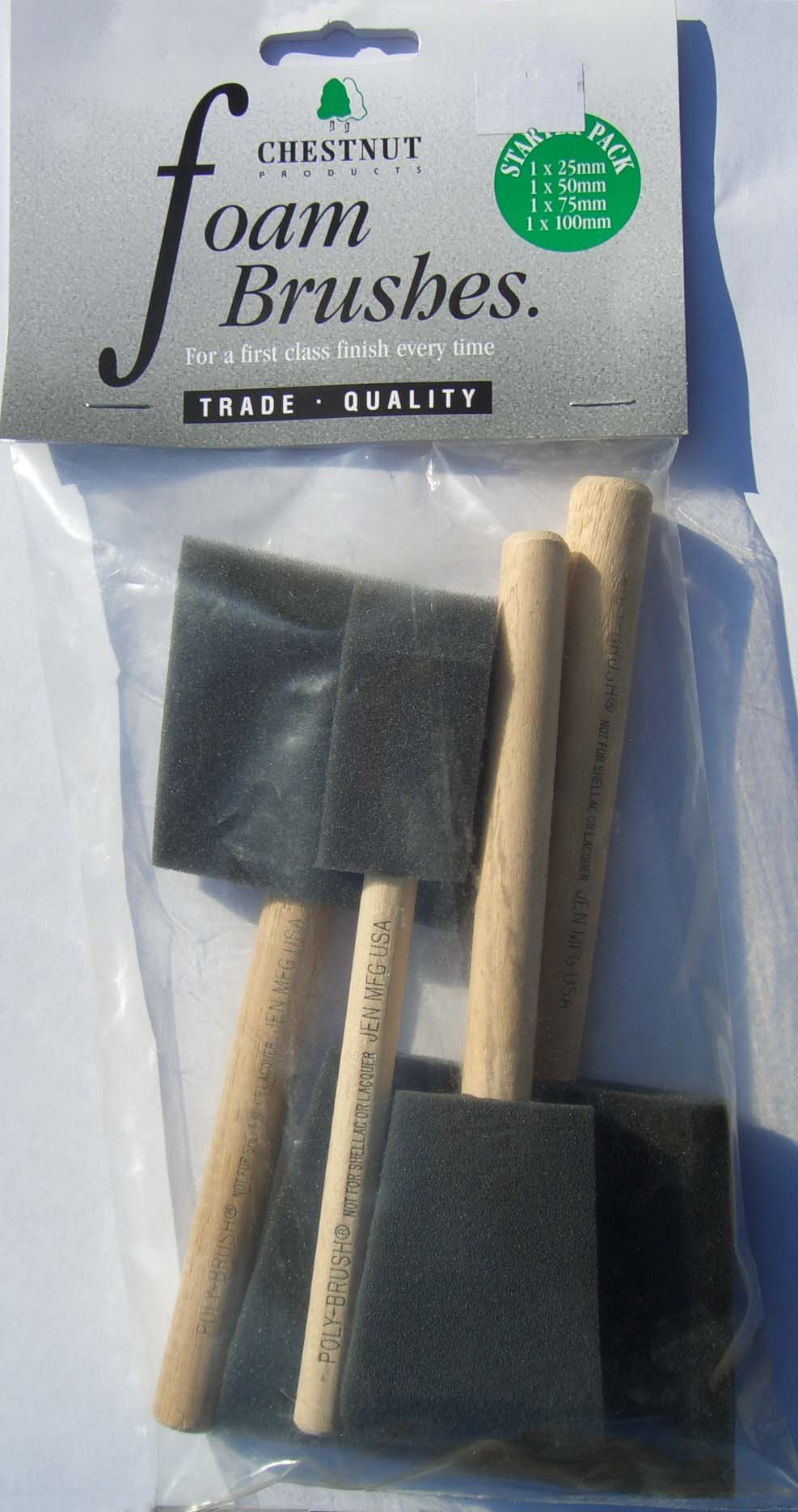 CHESTNUT PRODUCTS FBSP Foam Brushes Starter Pack(25mm,50mm,75mm & 100mm)