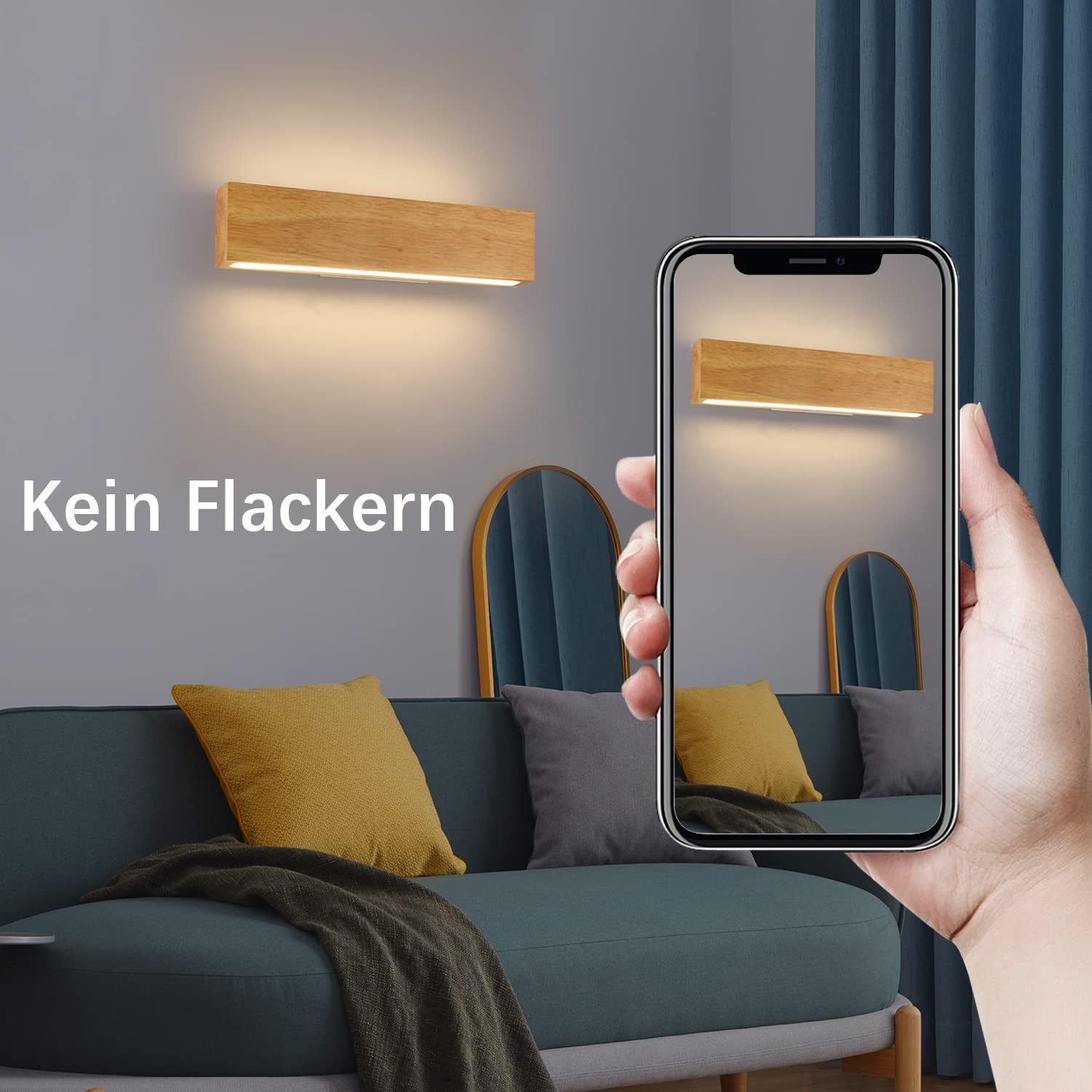ZMH LED Wall Light Kryty kinkiet - 32CM Drewniana nowoczesna lampa do przedpokoju W górę iw dół 10W Design Lampa na schody Pośrednia 3000K Ciepła biała Oświetlenie ścienne do salonu Sypialnia Przedpokój Schody Łóżko Kuchnia