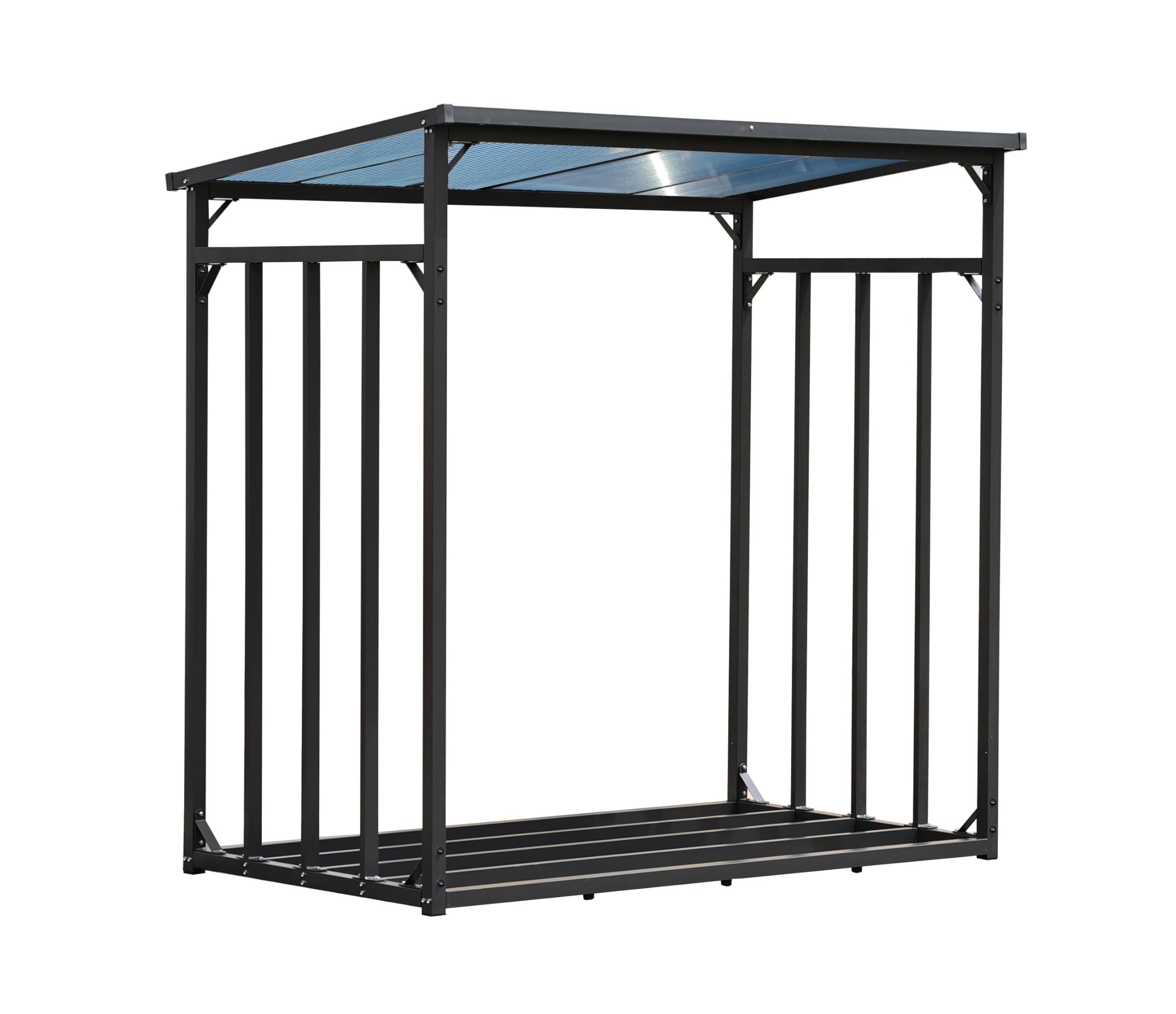 Étagère d'extérieur en métal pour bois de cheminée 185 x 100 x 185 cm Acier 30 mm Anthracite Résistant aux intempéries Capacité 3,5 m³