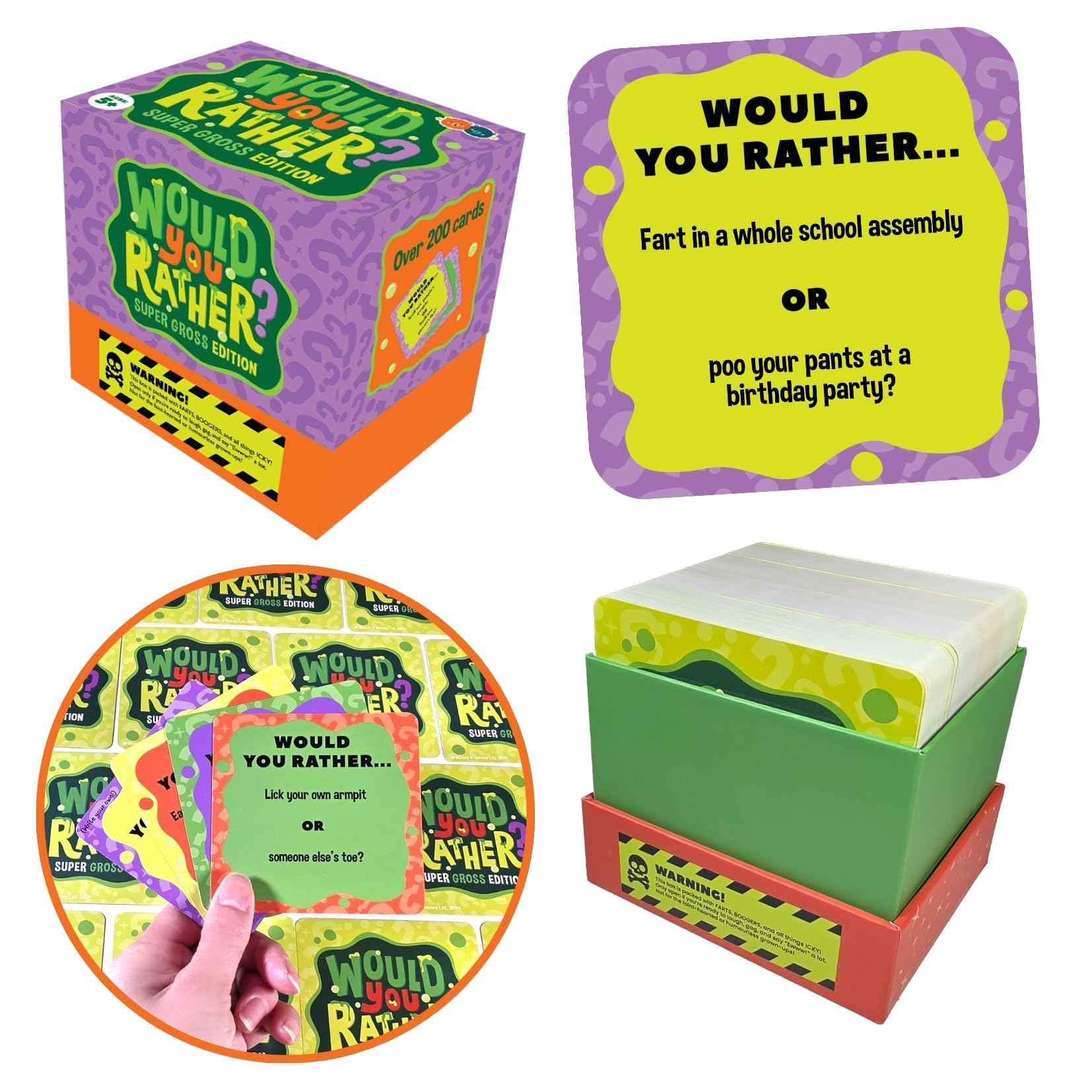 Buddy & Barney Would You Rather Gross Edition Card Game for Kids & Family β 200+ Funny & Gross Question Cards, Party Game for Family Game Night, Travel & Indoor Fun, Ages 6+