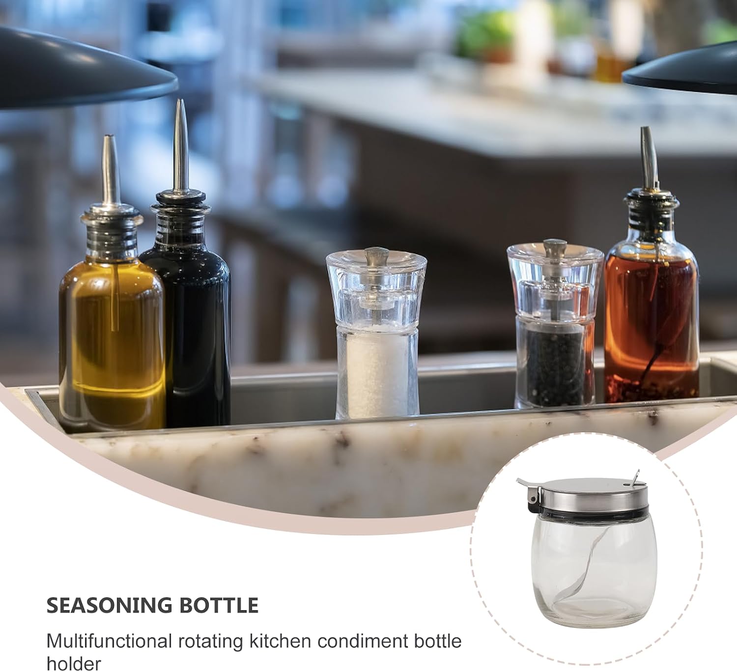 Glass Spice Jar Set Lid and Spoon 200ml 2pcs with Stainless Steel