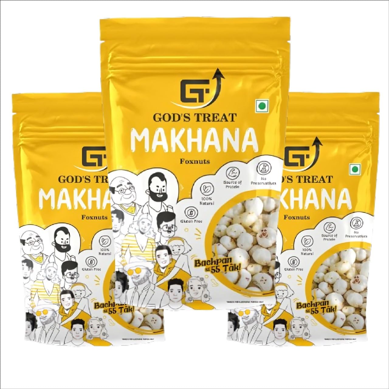 GODS TREAT Gt - Premium Raw Makhana 200 Gms - Pack Of 3 | Gluten Free | Anti Oxidants | 100% Natural | Zero Trans Fat & Cholestrerol Free | No Added Presesvative (B0D49R1248) Amazon Price History, Amazon Price Tracker