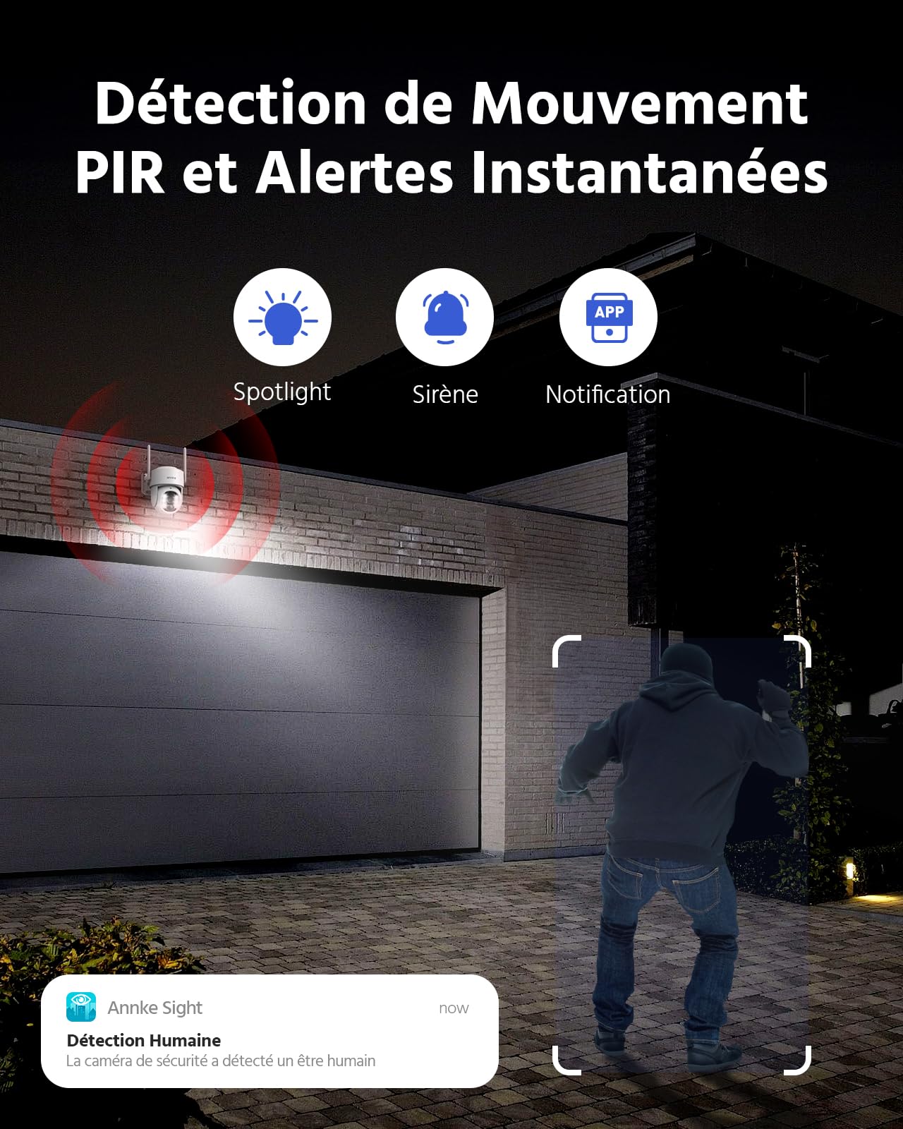 ANNKE 2.5K 4MP Camera Surveillance WiFi Exterieure sans Fil Solaire IP65