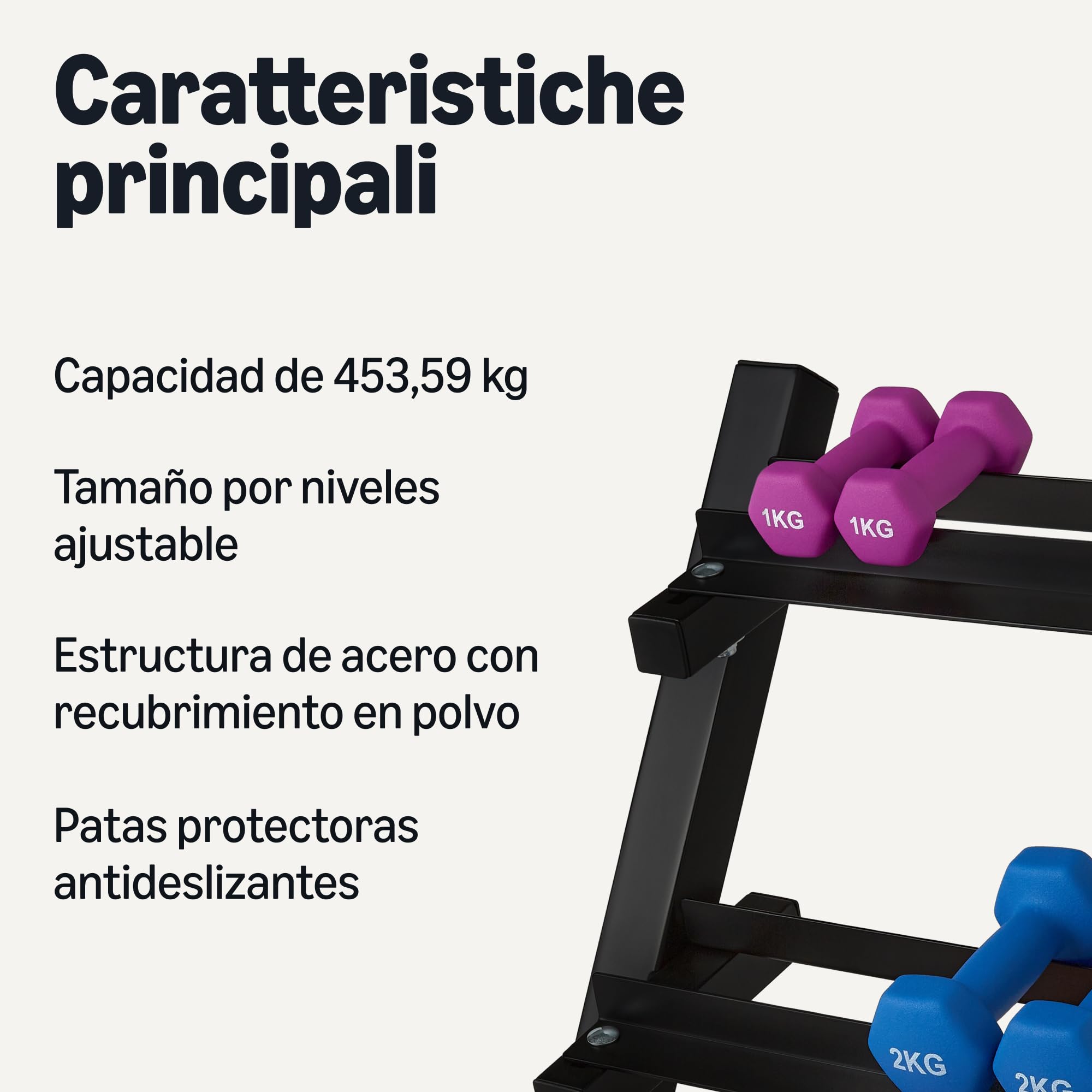 Amazon Basics - Soporte de pesas ajustable de 3 niveles, solo soporte, color negro