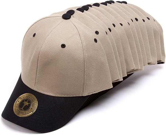 12-Pack Adjustable Baseball Hat - Beige 