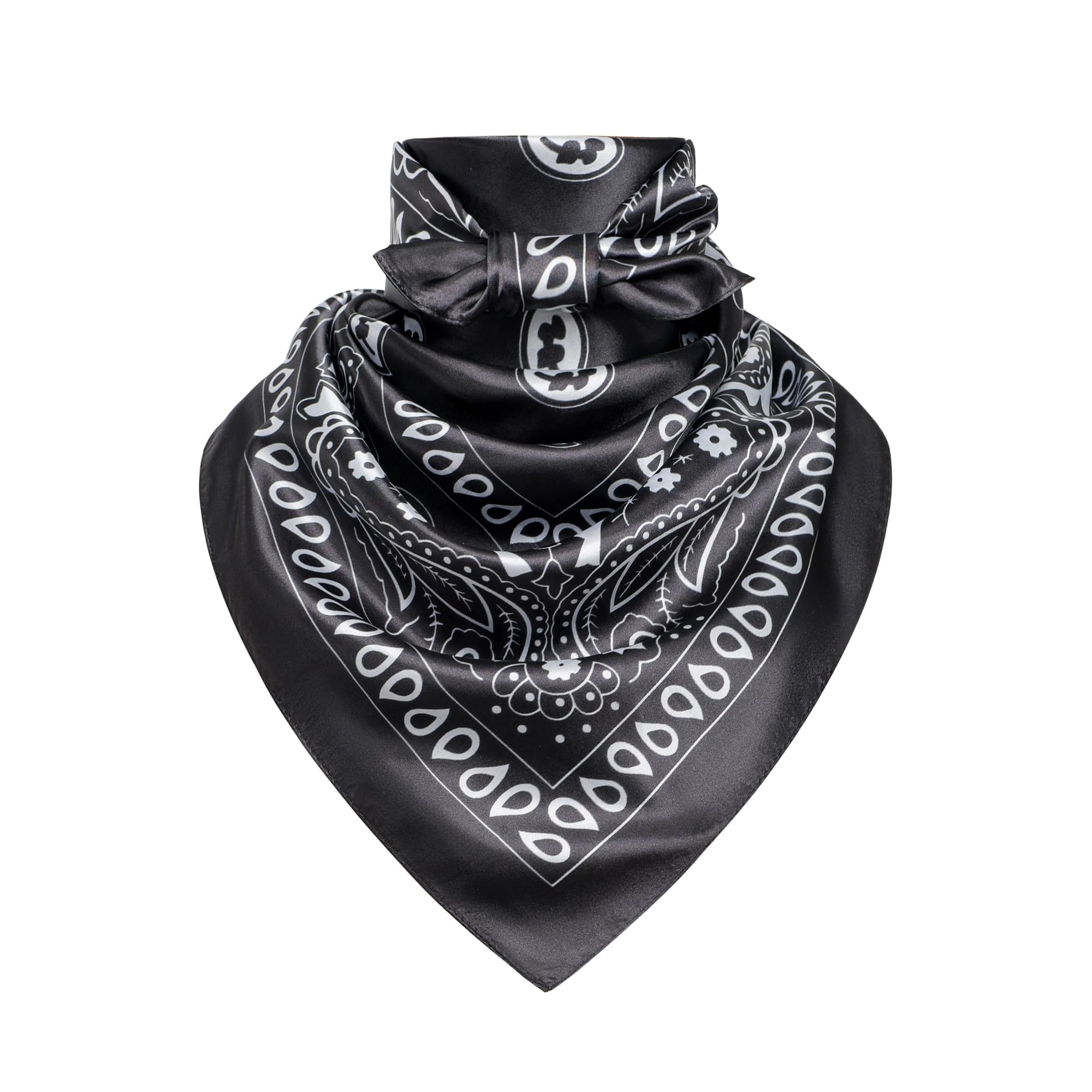 35" Men's Silk Cowboy Scarf - Oversized Western Bandana Neckwear, Large Square Scarf with Gift Packaging