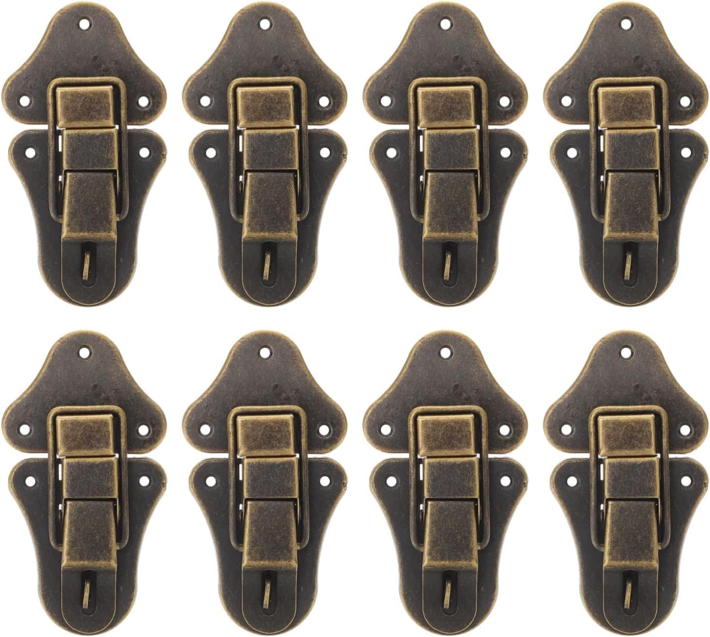 EFARMA Spring Toggle Latch Hasp,Catch Clamp Clip,8pcs Hasp Lock Toggle Latch Catch for Wooden Case Boxes Toolbox Wooden Box Hasp Lock Iron Box Hasp Latch (Color : White) (Color : Green Bronze)