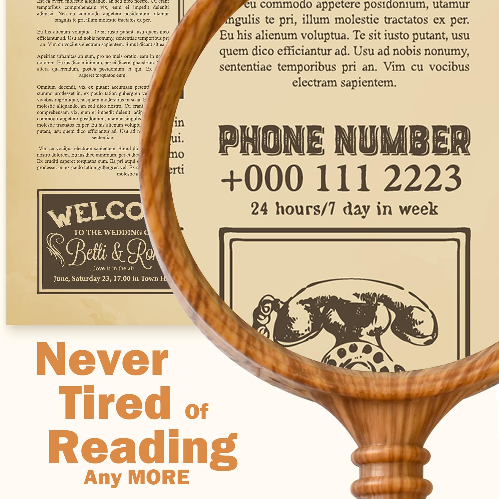 NANAOUS Magnifying Glass 10X 100 mm, Handheld Antique Reading Shatterproof Magnifying Glasses for Reading Hobbies Book Lovers - Image 3
