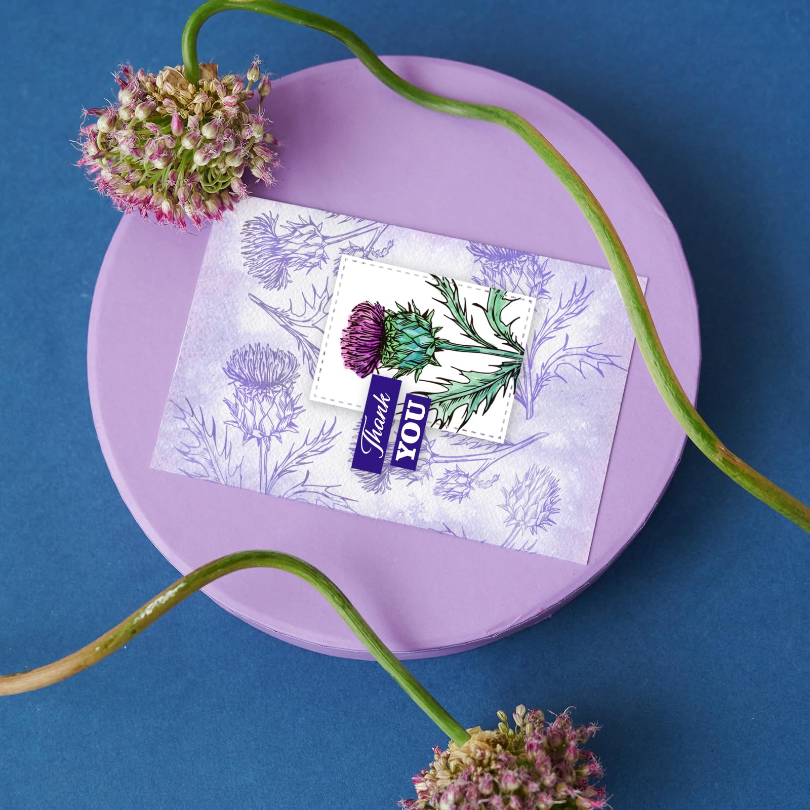Tampons Transparents GLOBLELAND - 4 Motifs Chardon Papillon - Pour Scrapbooking Et Cartes DIY