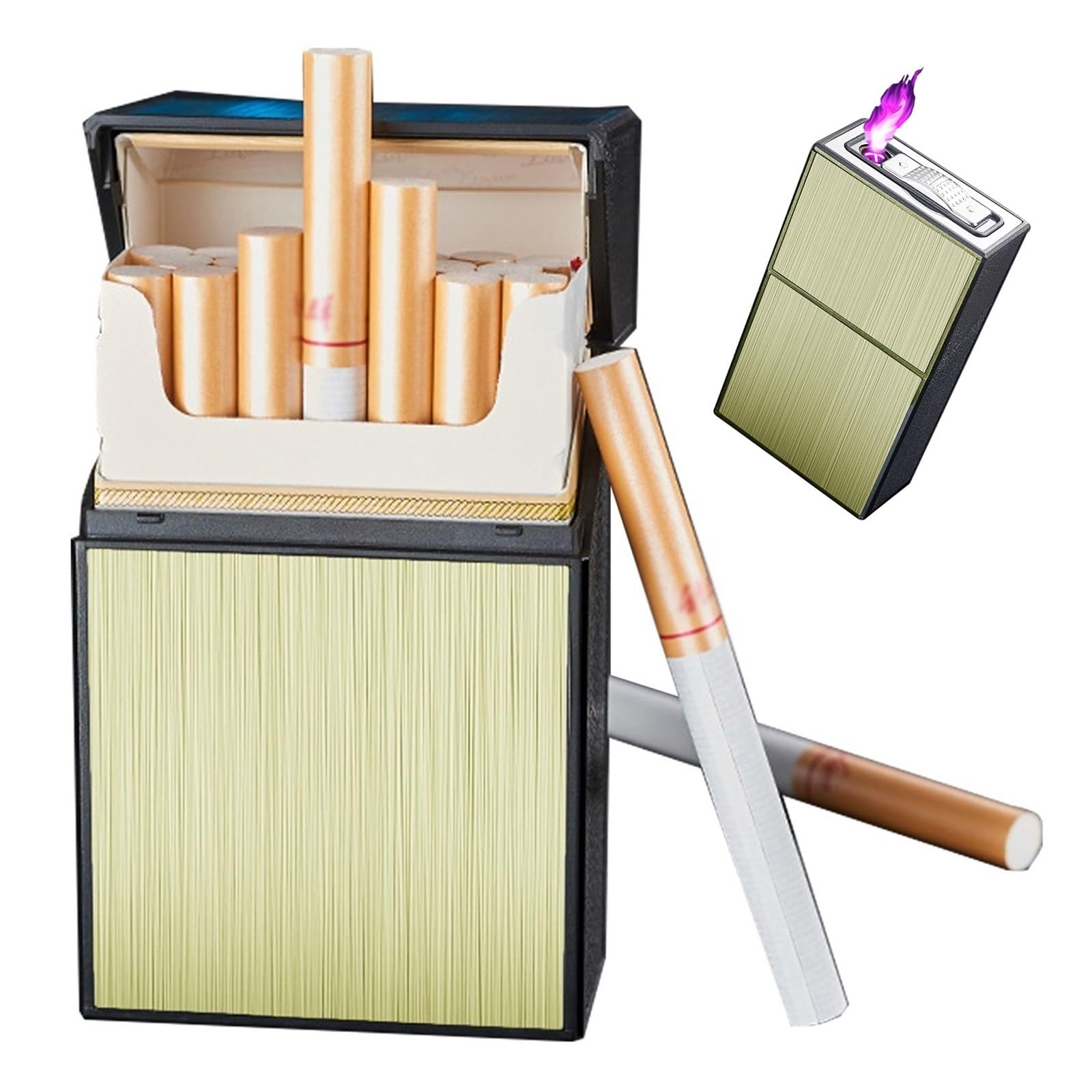 Amazon | ライター付きシガレットケース、タバコボックスポータブル20