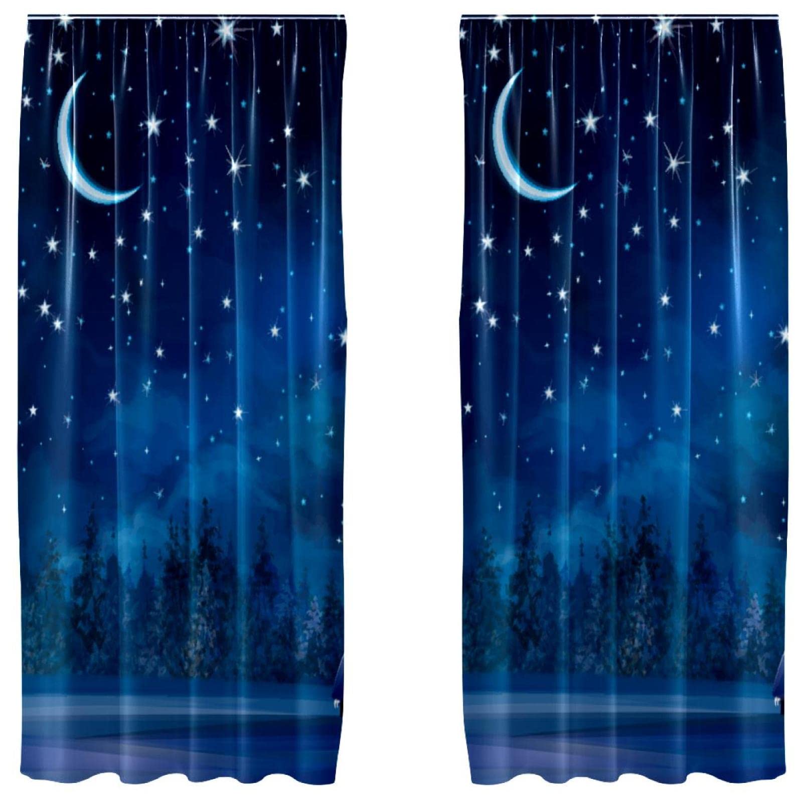 Cortinas opacas para bloquear la luz exterior con microfibra de cielo estrellado azul en pack de 2