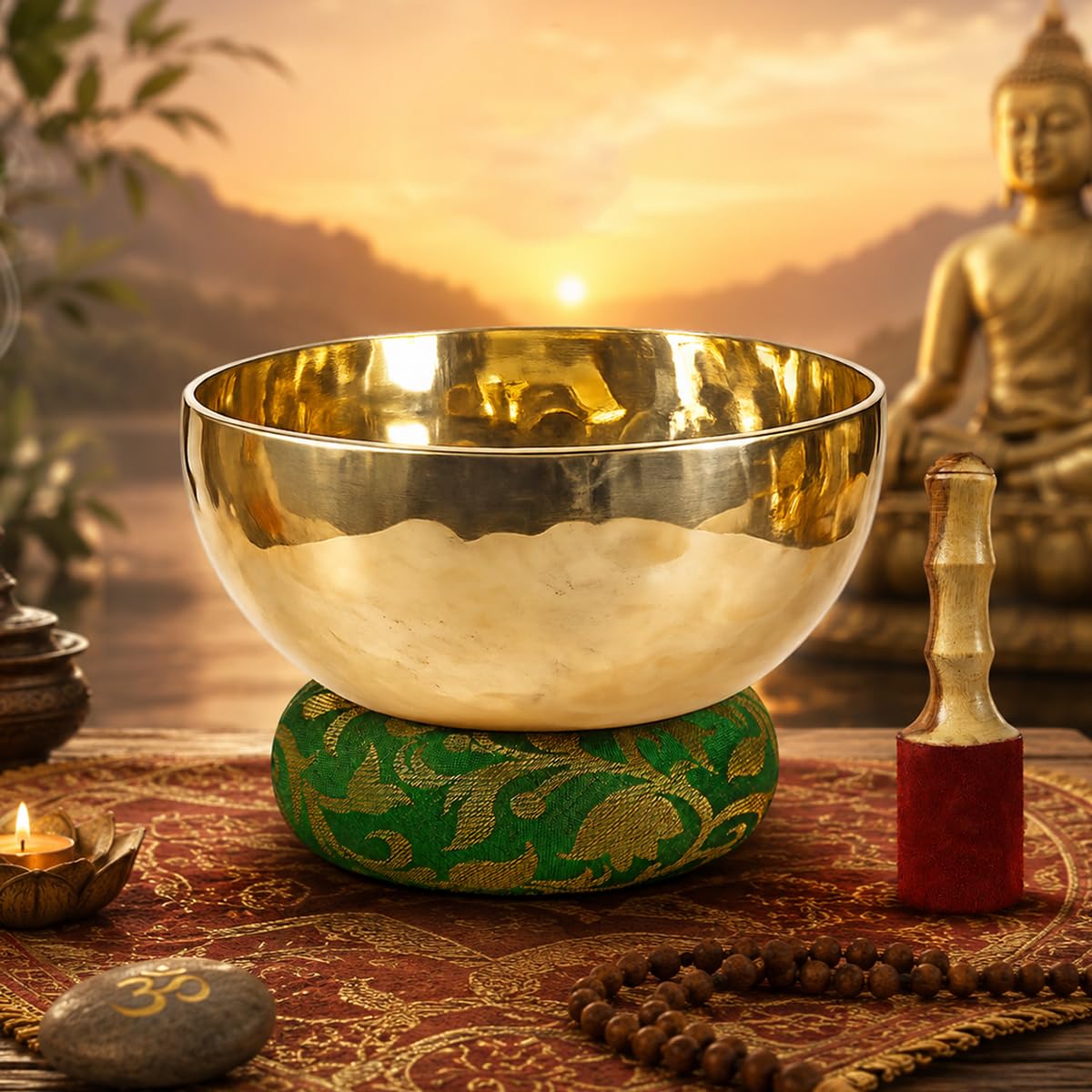 Reiki Crystal Products Handmade Tibetan Singing Bowl Set (18 cm) | Pure Brass Meditation Bowl with Wooden Mallet & Cushion | Yoga, Reiki, Mindfulness & Sound Therapy, 1000 Gram-image-36