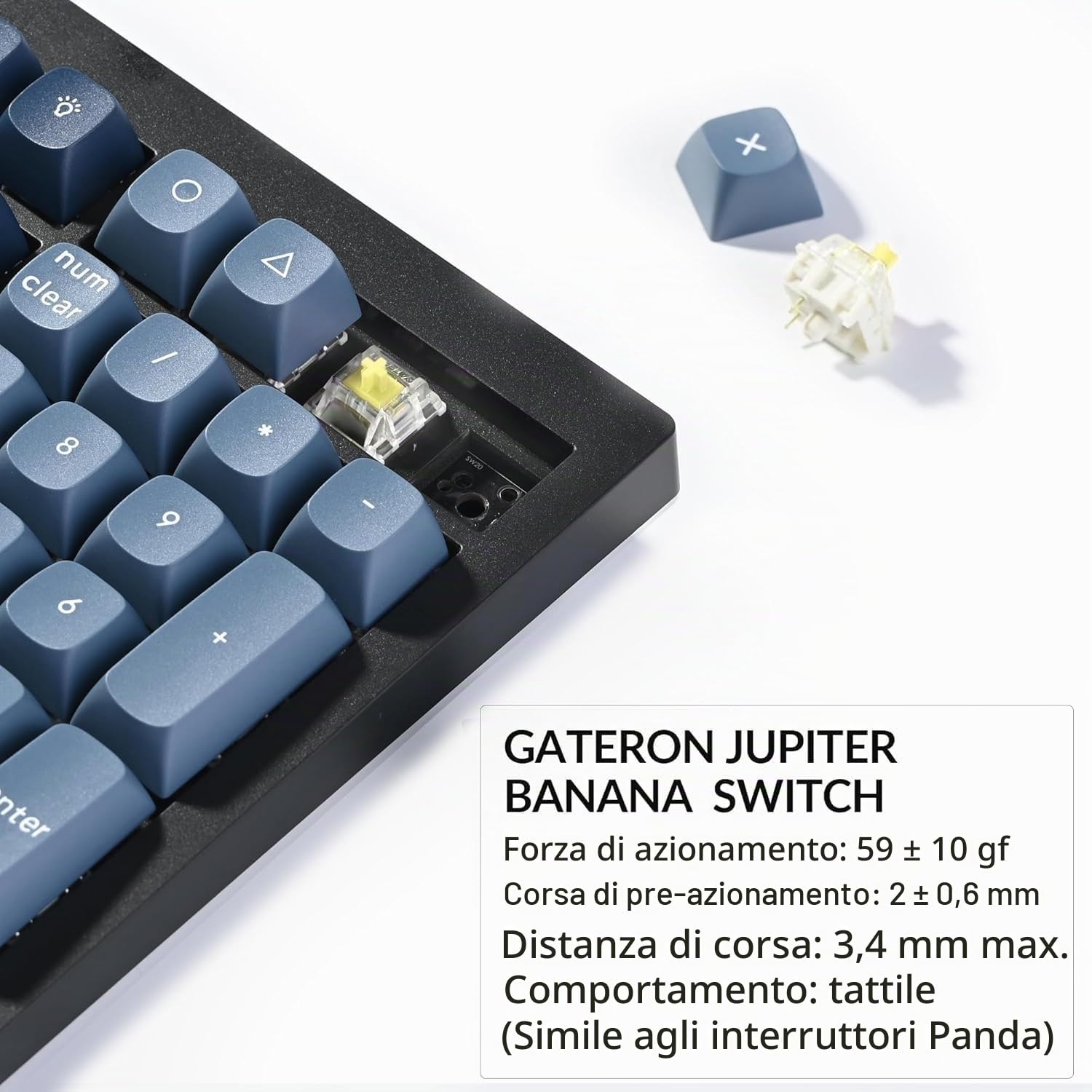 Keychron V6 Max Tastiera meccanica Wireless, 2,4 GHz/Bluetooth/USB-C 3 modalità di retroilluminazione RGB QMK/VIA Macro programmabile, tasti PBT Hot-Swappable per Mac Windows Gateron Jupiter Banana